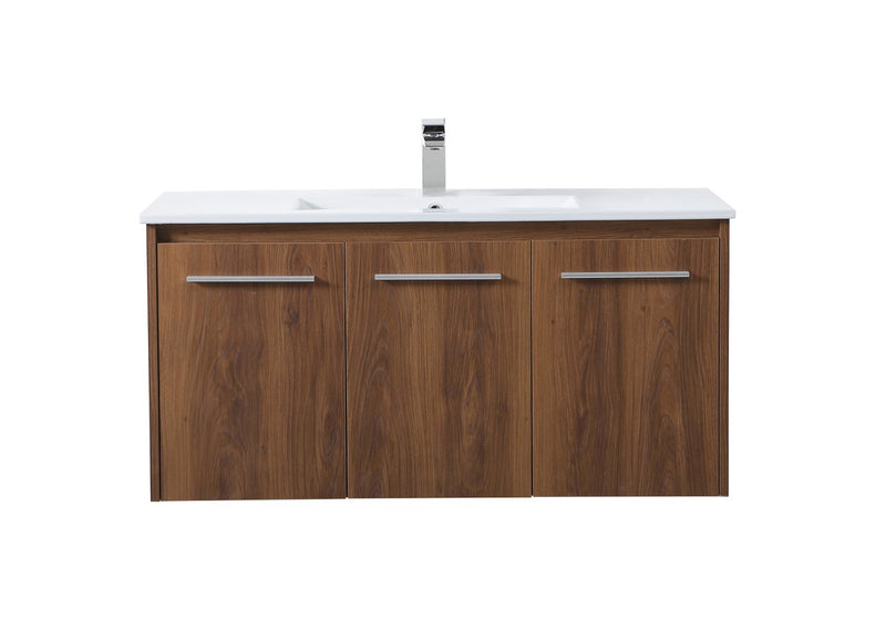 Elegant Lighting VF44040WB Single Bathroom Floating Vanity, Walnut Brown
