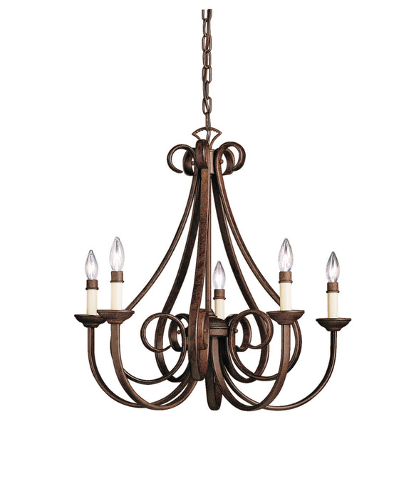 Kichler 2021TZ Five Light Chandelier, Tannery Bronze