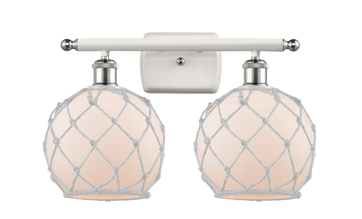 Innovations 516-2W-WPC-G121-8RW Two Light Bath Vanity, White Polished Chrome