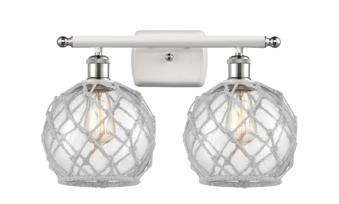 Innovations 516-2W-WPC-G122-8RW Two Light Bath Vanity, White Polished Chrome