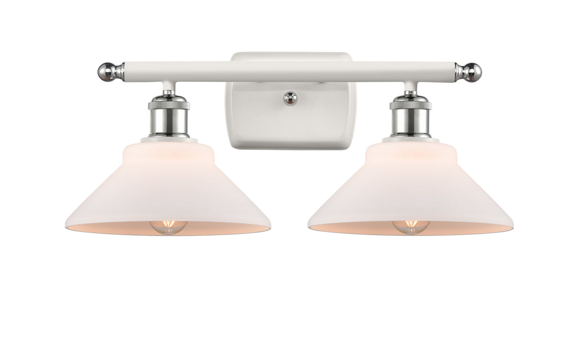 Innovations 516-2W-WPC-G131 Two Light Bath Vanity, White Polished Chrome
