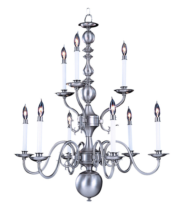 Framburg 9129 SP Nine Light Chandelier, Satin Pewter