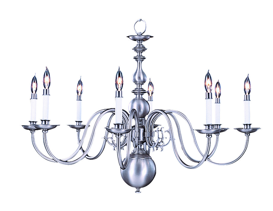 Framburg 9130 SP Eight Light Chandelier, Satin Pewter