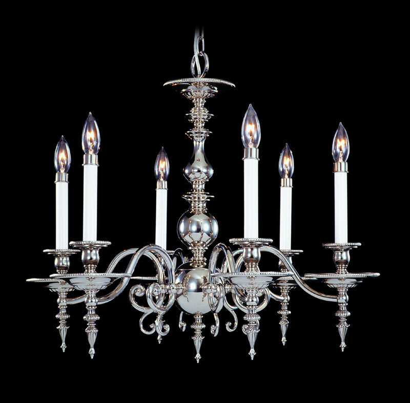 Framburg 7446 PS Six Light Chandelier, Polished Silver