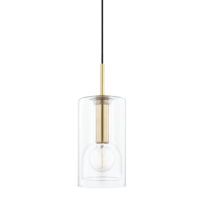 Mitzi H415701A-AGB One Light Pendant, Aged Brass