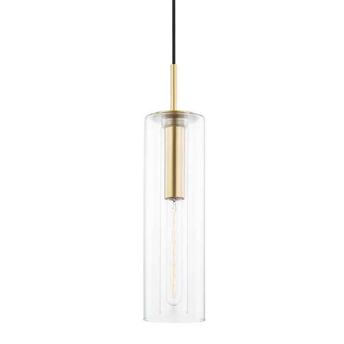Mitzi H415701B-AGB One Light Pendant, Aged Brass