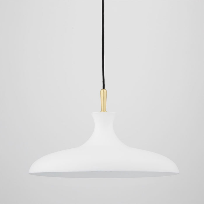 Mitzi H421701L-AGB/WH One Light Pendant, Aged Brass/Soft Off White