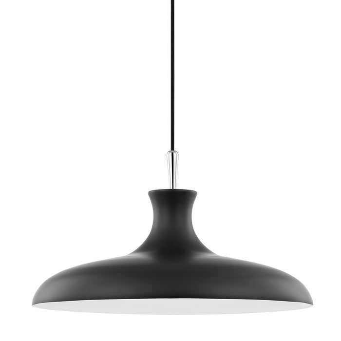 Mitzi H421701L-PN/BK One Light Pendant, Polished Nickel/Black