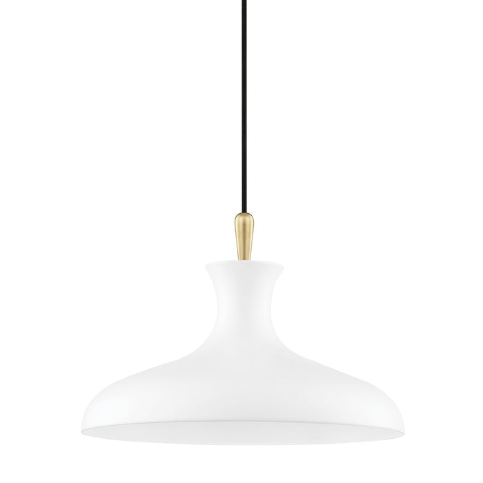 Mitzi H421701S-AGB/WH One Light Pendant, Aged Brass/Soft Off White