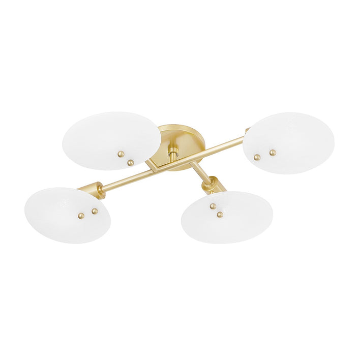 Mitzi H428604-AGB Four Light Semi Flush Mount, Aged Brass
