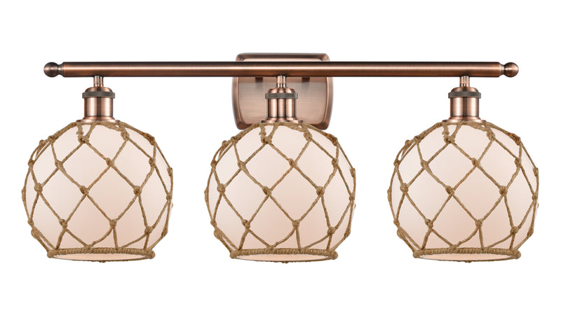 Innovations 516-3W-AC-G121-8RB Three Light Bath Vanity, Antique Copper
