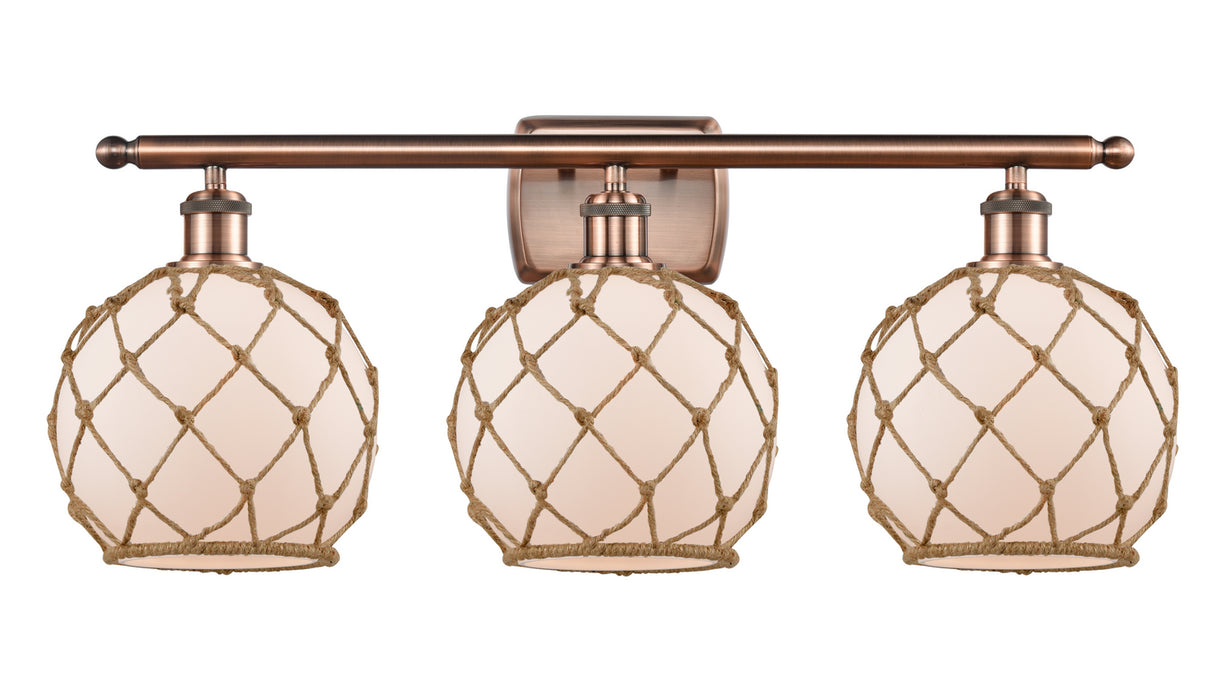 Innovations 516-3W-AC-G121-8RB Three Light Bath Vanity, Antique Copper