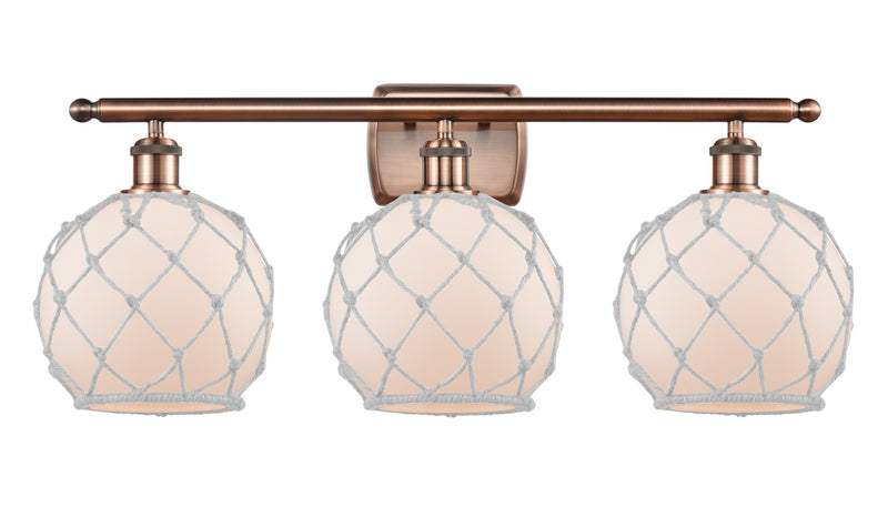 Innovations 516-3W-AC-G121-8RW Three Light Bath Vanity, Antique Copper