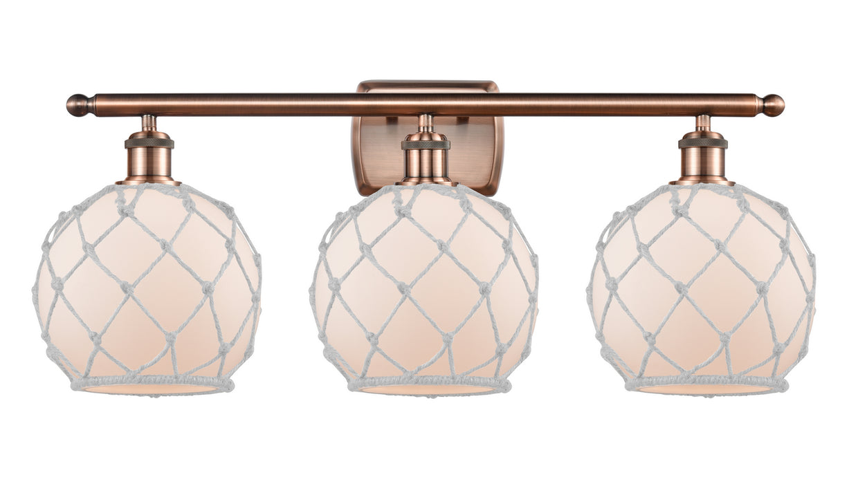 Innovations 516-3W-AC-G121-8RW Three Light Bath Vanity, Antique Copper