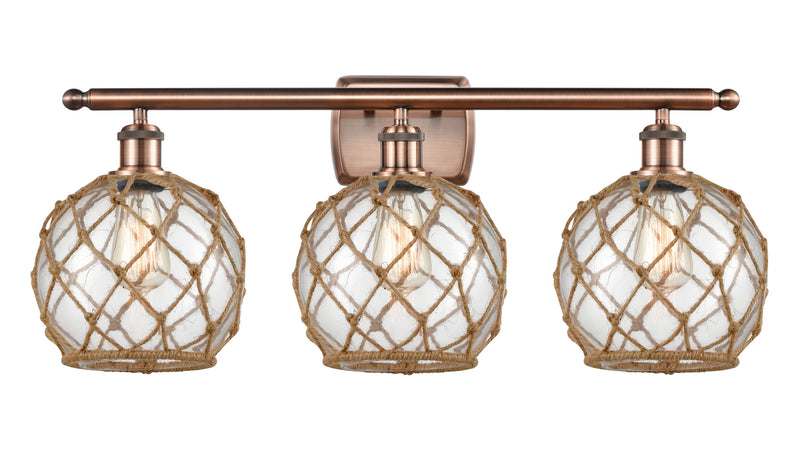 Innovations 516-3W-AC-G122-8RB Three Light Bath Vanity, Antique Copper
