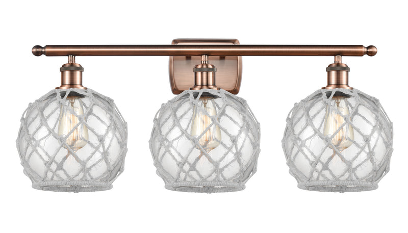 Innovations 516-3W-AC-G122-8RW Three Light Bath Vanity, Antique Copper