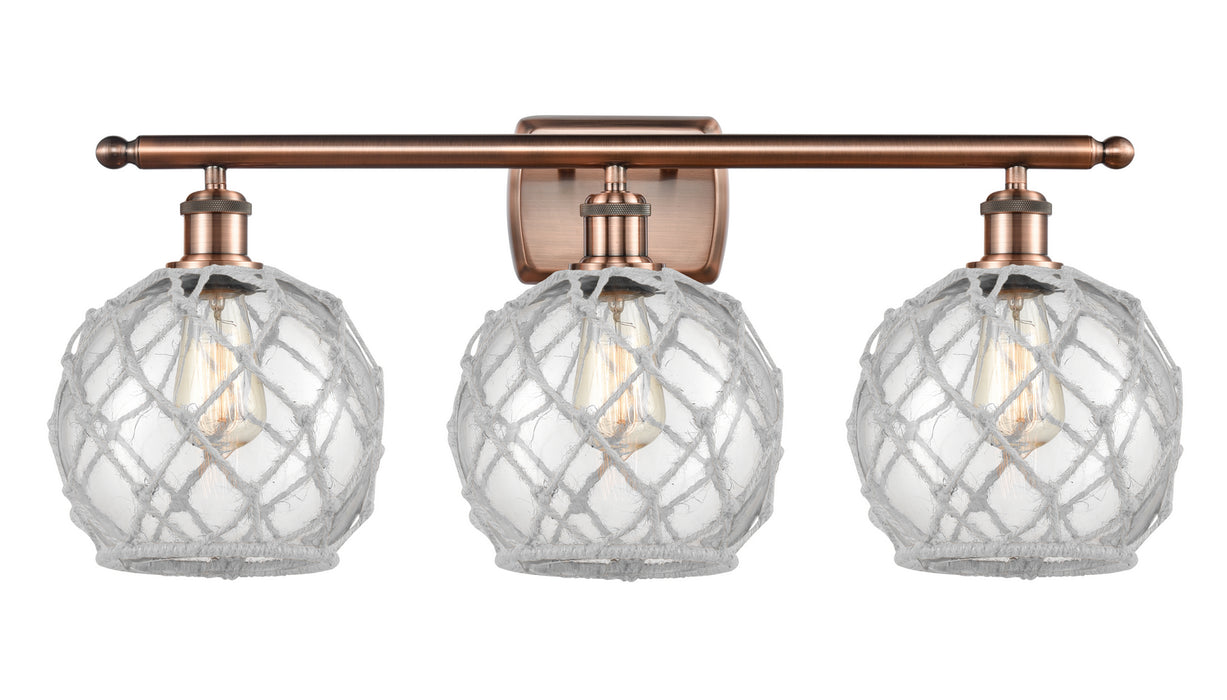 Innovations 516-3W-AC-G122-8RW Three Light Bath Vanity, Antique Copper