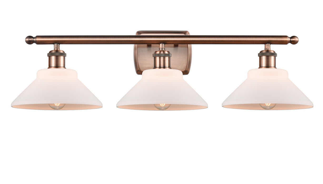 Innovations 516-3W-AC-G131 Three Light Bath Vanity, Antique Copper