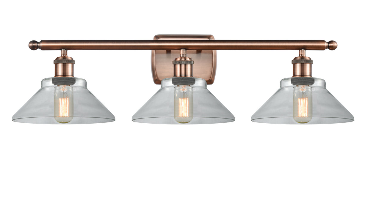 Innovations 516-3W-AC-G132 Three Light Bath Vanity, Antique Copper