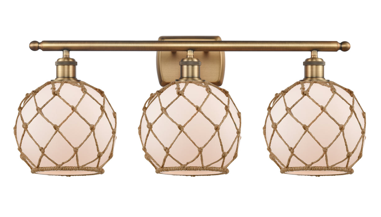 Innovations 516-3W-BB-G121-8RB Three Light Bath Vanity, Brushed Brass
