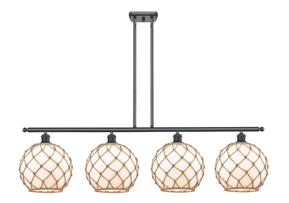 Innovations 516-4I-BK-G121-10RB Four Light Island Pendant, Matte Black