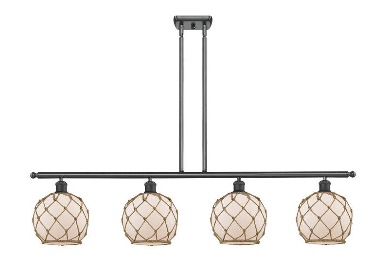 Innovations 516-4I-BK-G121-8RB Four Light Island Pendant, Matte Black