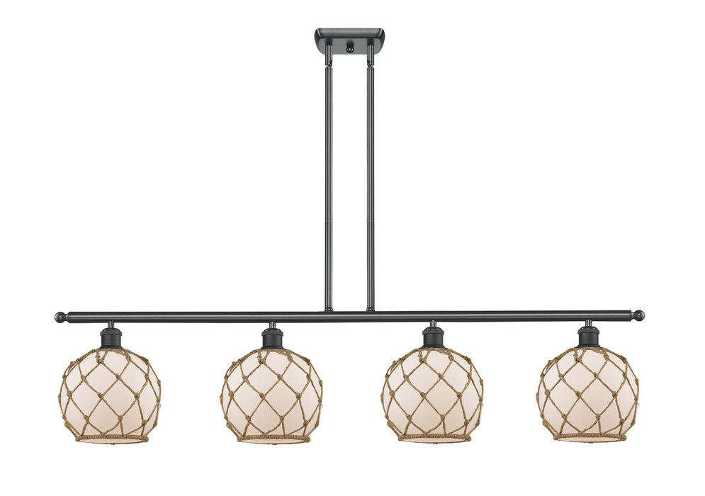 Innovations 516-4I-BK-G121-8RB Four Light Island Pendant, Matte Black