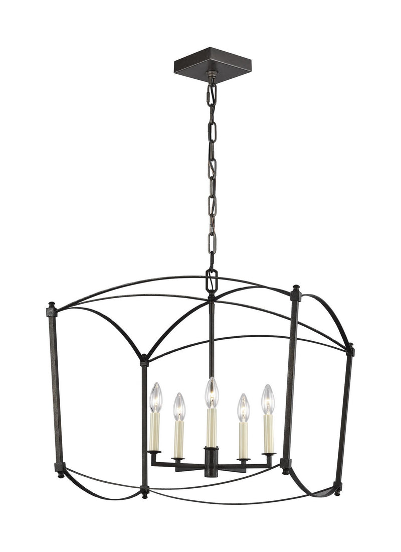 Visual Comfort Studio F3325/5SMS Five Light Lantern, Smith Steel