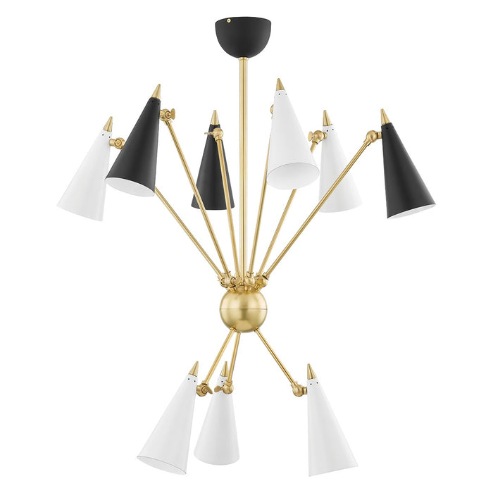 Mitzi H441809-AGB/BKWH Nine Light Chandelier, Aged Brass/Black/White Combo