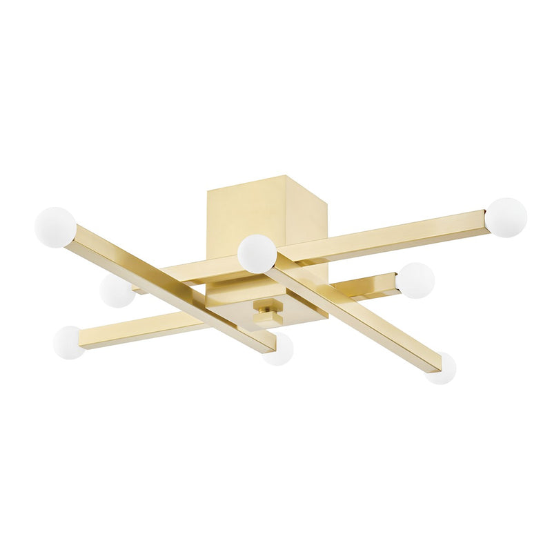 Mitzi H463508-AGB Eight Light Flush Mount, Aged Brass