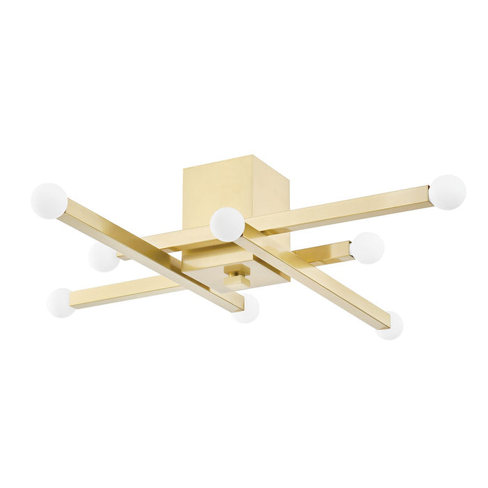 Mitzi H463508-AGB Eight Light Flush Mount, Aged Brass