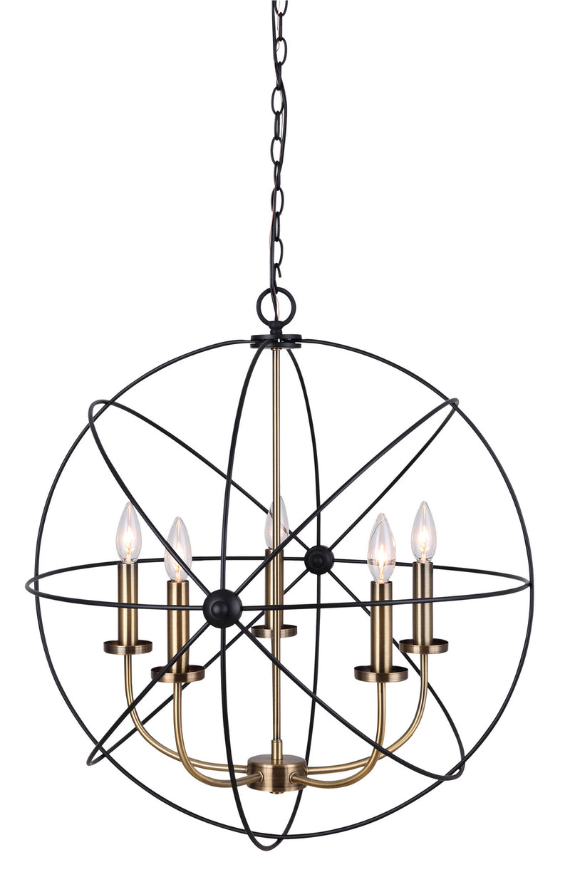 Canarm ICH282B05BKG25 Five Light Chandelier, Matte Black