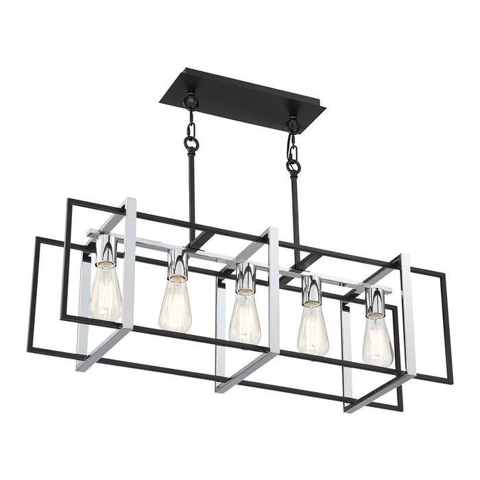 Eurofase 37118-013 Five Light Chandelier, Chrome/Black
