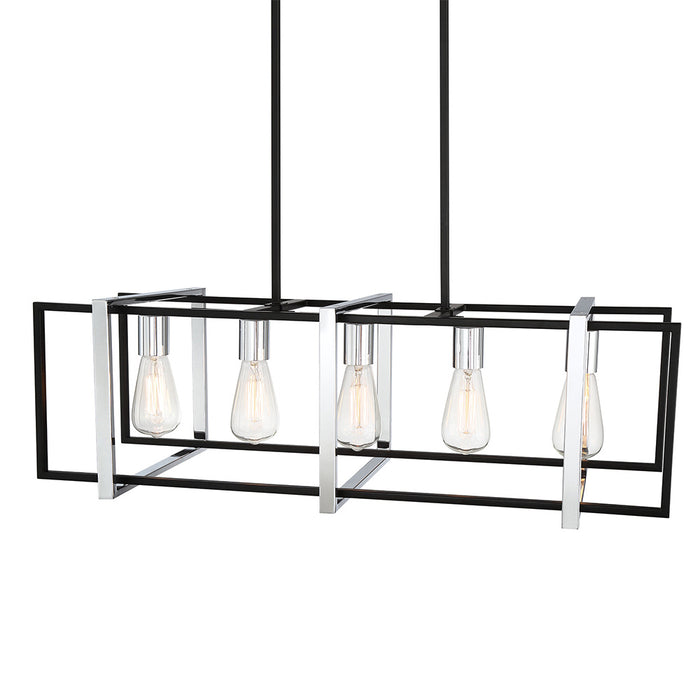 Eurofase 37118-013 Five Light Chandelier, Chrome/Black