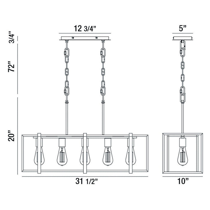 Eurofase 37118-013 Five Light Chandelier, Chrome/Black