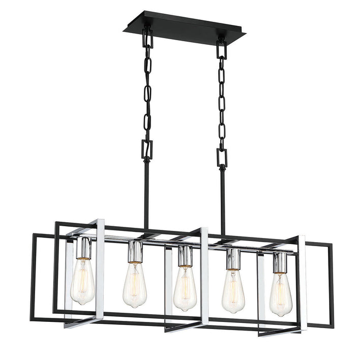 Eurofase 37118-013 Five Light Chandelier, Chrome/Black