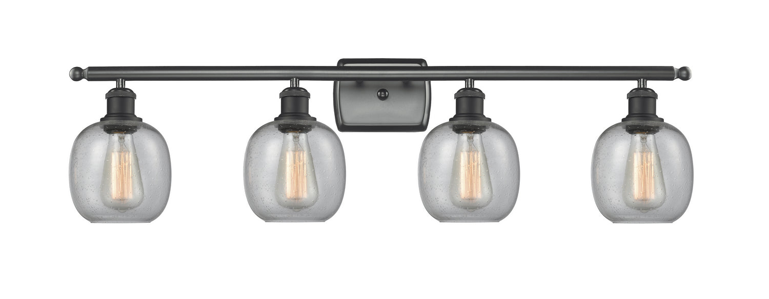 Innovations 516-4W-BK-G104 Four Light Bath Vanity, Matte Black