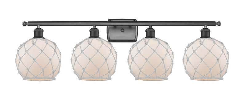 Innovations 516-4W-BK-G121-8RW Four Light Bath Vanity, Matte Black