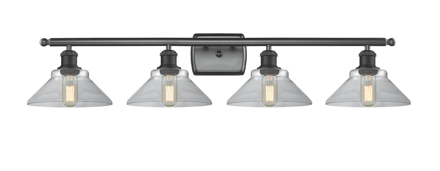 Innovations 516-4W-BK-G132 Four Light Bath Vanity, Matte Black