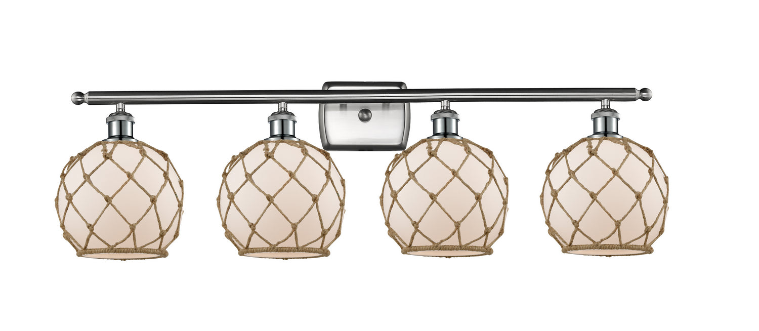 Innovations 516-4W-SN-G121-8RB Four Light Bath Vanity, Brushed Satin Nickel