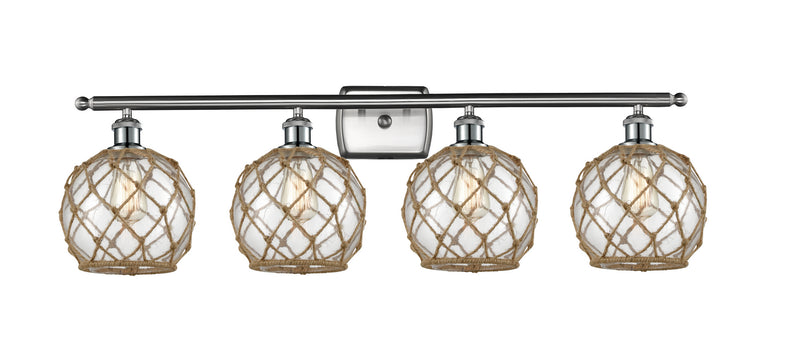 Innovations 516-4W-SN-G122-8RB Four Light Bath Vanity, Brushed Satin Nickel