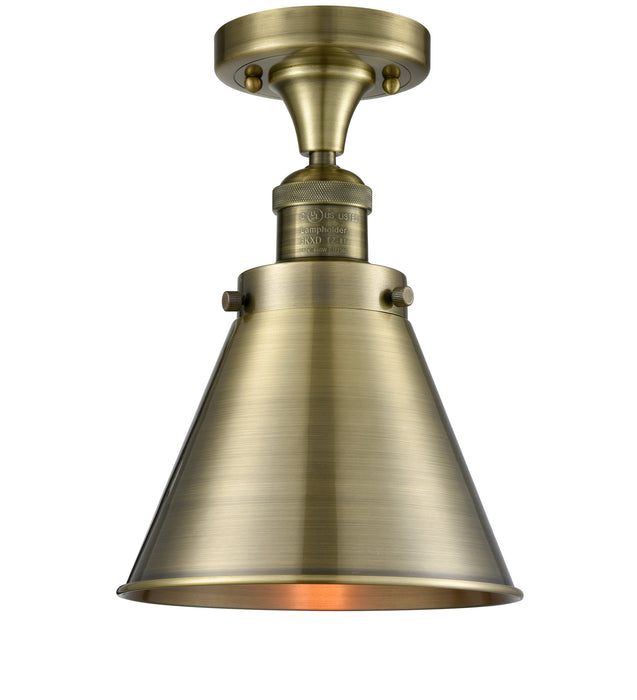 Innovations 517-1CH-AB-M13-AB One Light Semi-Flush Mount, Antique Brass