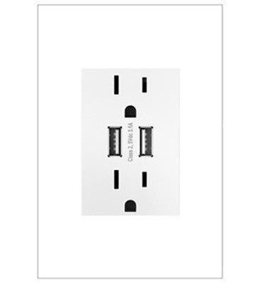 Legrand ARTRUSB153W4WP Dual-USB Outlet, White
