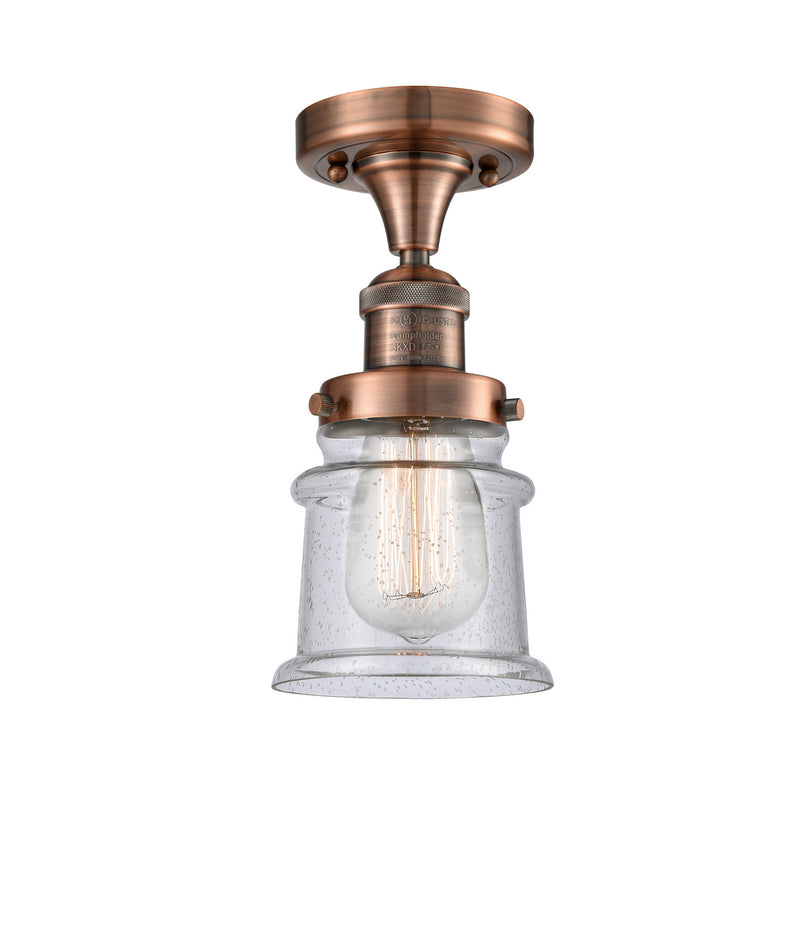 Innovations 517-1CH-AC-G184S One Light Semi-Flush Mount, Antique Copper