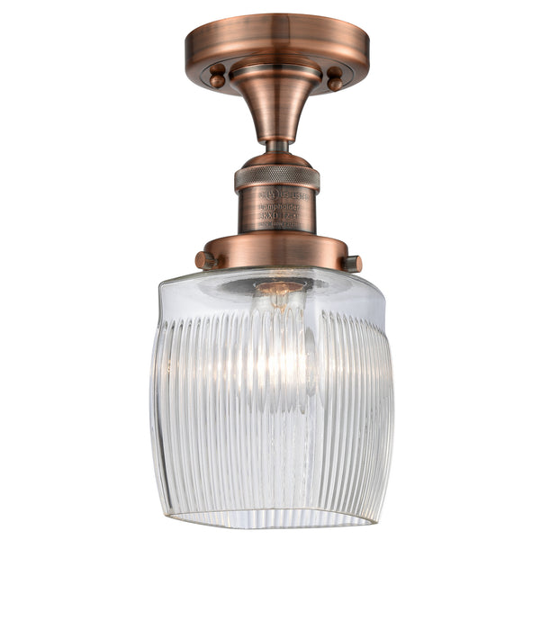 Innovations 517-1CH-AC-G302 One Light Semi-Flush Mount, Antique Copper