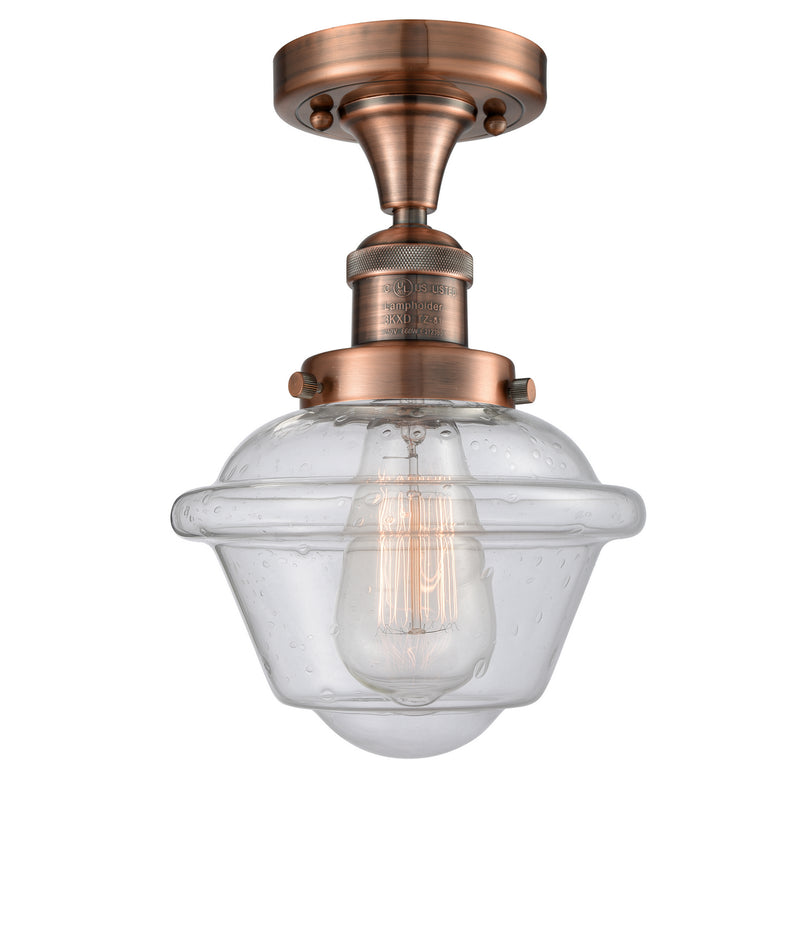 Innovations 517-1CH-AC-G534 One Light Semi-Flush Mount, Antique Copper