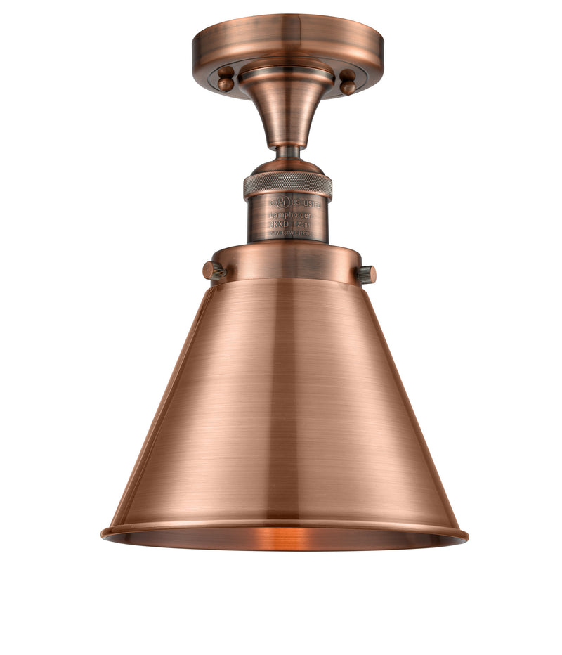 Innovations 517-1CH-AC-M13-AC One Light Semi-Flush Mount, Antique Copper