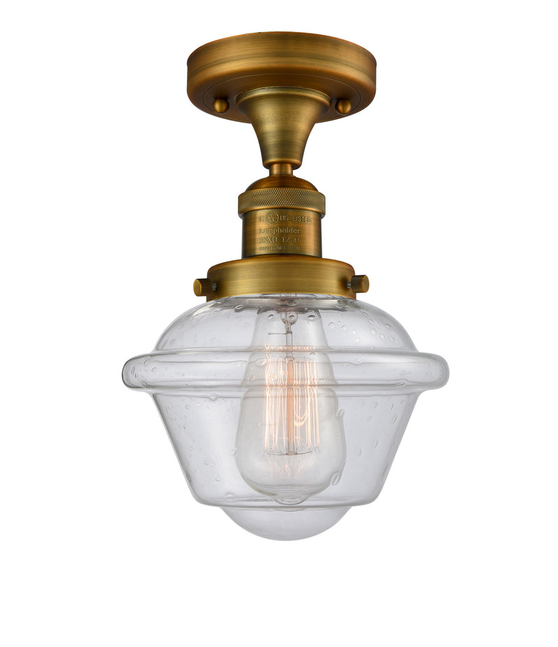 Innovations 517-1CH-BB-G534 One Light Semi-Flush Mount, Brushed Brass
