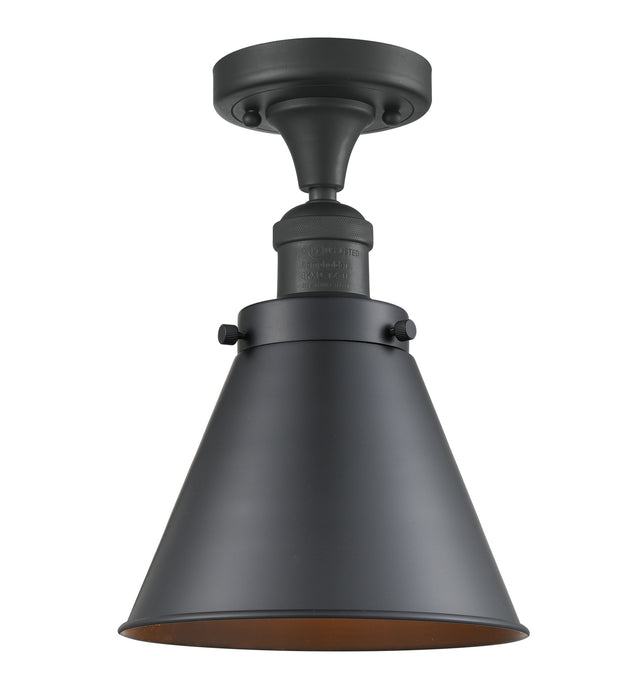 Innovations 517-1CH-BK-M13-BK One Light Semi-Flush Mount, Matte Black