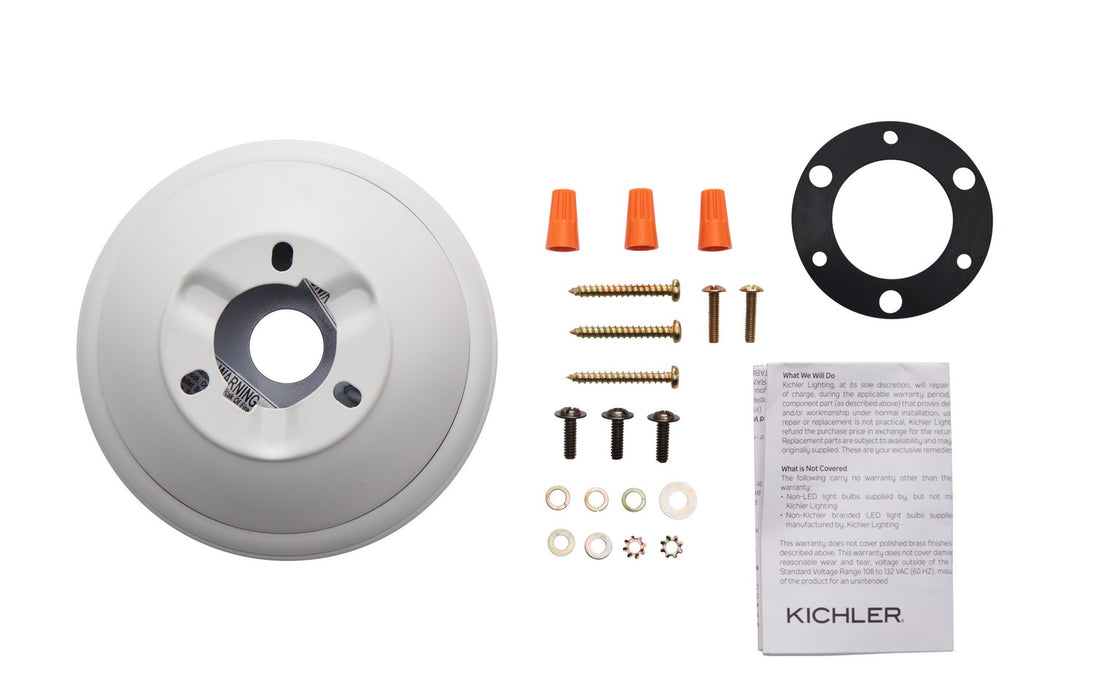 Kichler 337008MWH Flush Mount Kit, Matte White